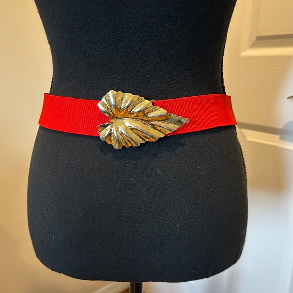 Accessories - Gold Leaf Red Belt - Vintage 1980's